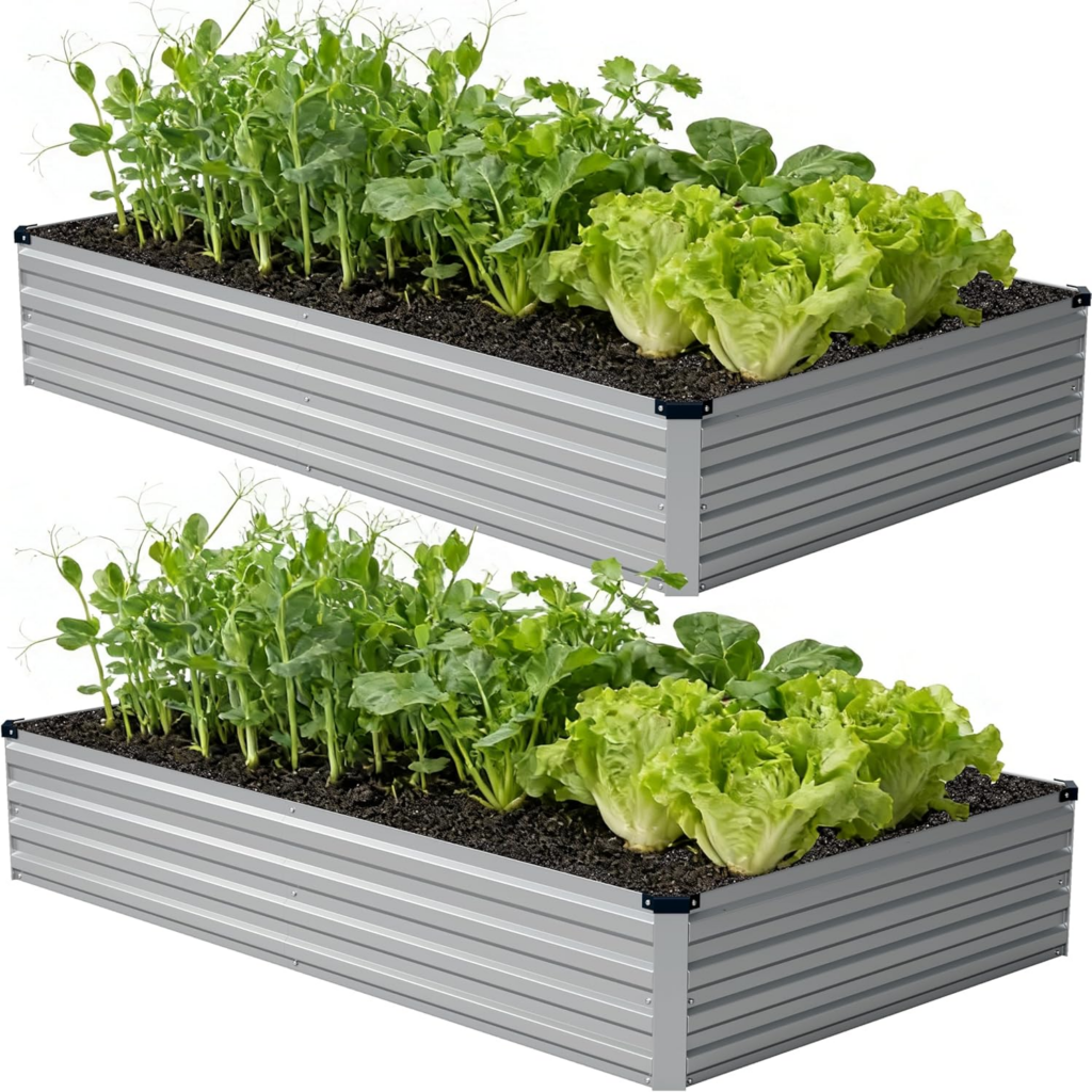 Zunatu 8x4x1 ft Galvanized Raised Garden Beds