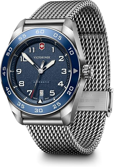 Victorinox Swiss Army Automatic Blue Dial Mesh Stainless Steel Watch