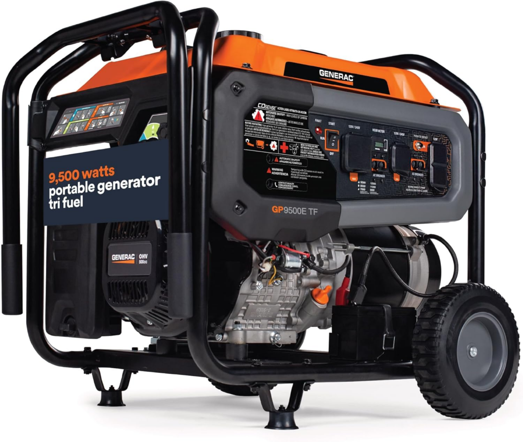 Generac GP9500 12,500 Peak Watt Tri-Fuel Portable Generator