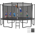 YORIN 16FT Outdoor Trampoline with Basketball Hoop & Enclosure