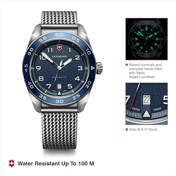 Victorinox Swiss Army Automatic Blue Dial Mesh Stainless Steel Watch