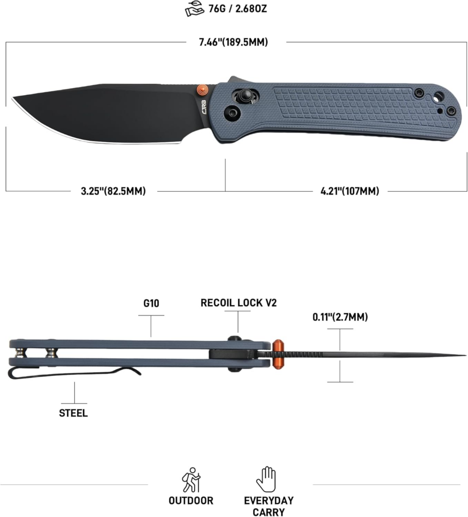 CJRB Bolt Folding Pocket Knife Steel Blade G10 Handle EDC