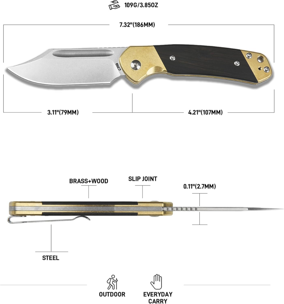 CJRB Bowie Pyrite Folding Knife