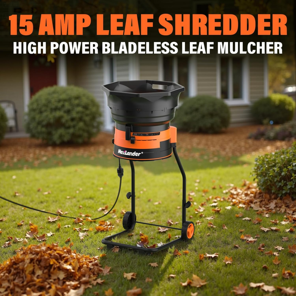 MAXLANDER Electric Leaf Mulcher Shredder 15 Amp