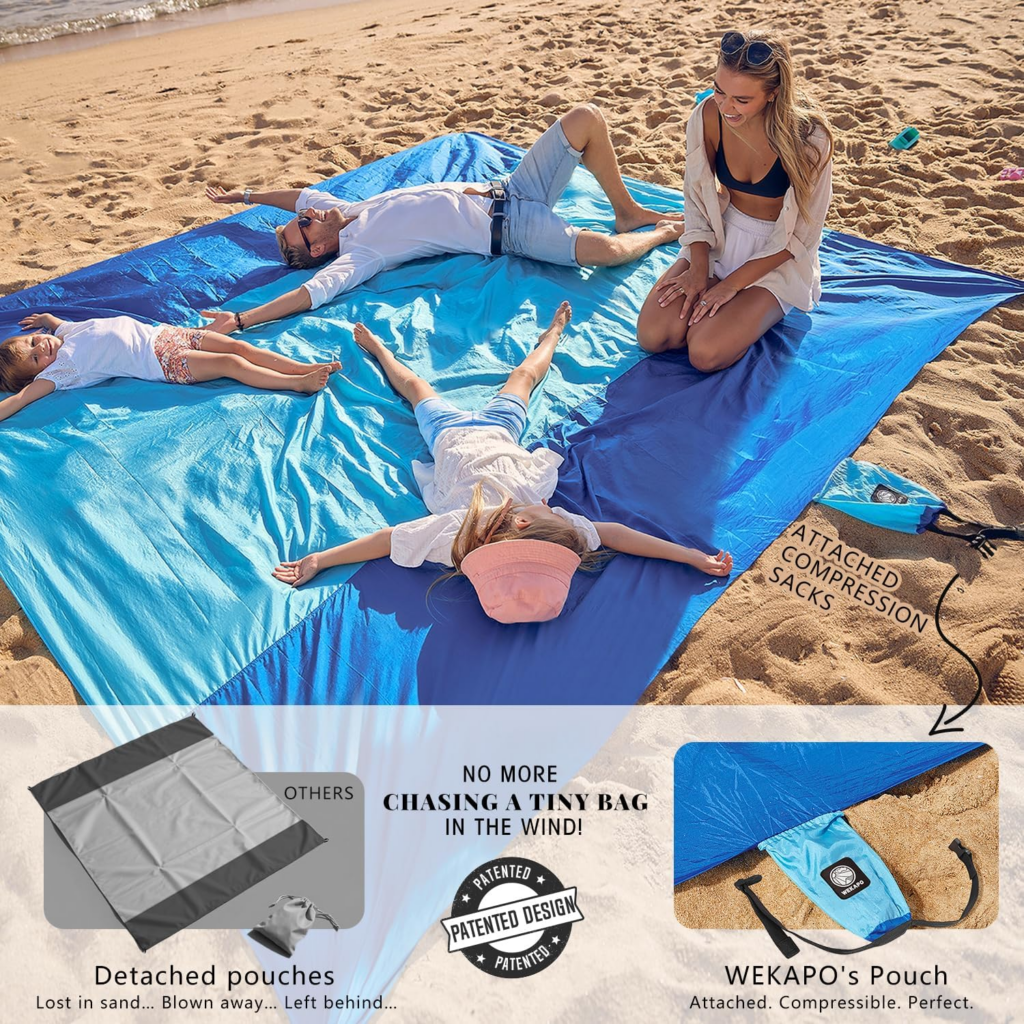 WEKAPO Beach Blanket Sandproof Waterproof Extra Large Beach Mat