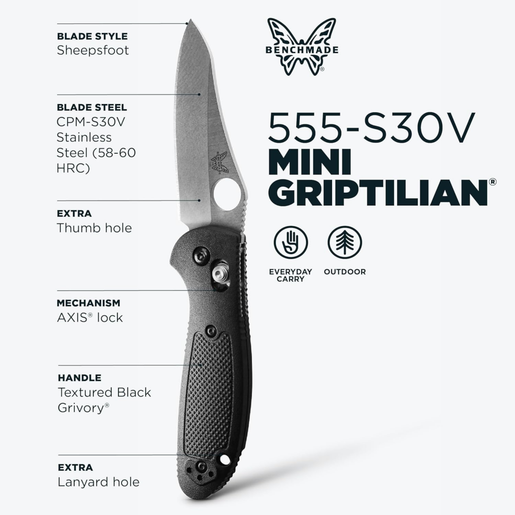 Benchmade Mini Griptilian Knife Drop Point Blade