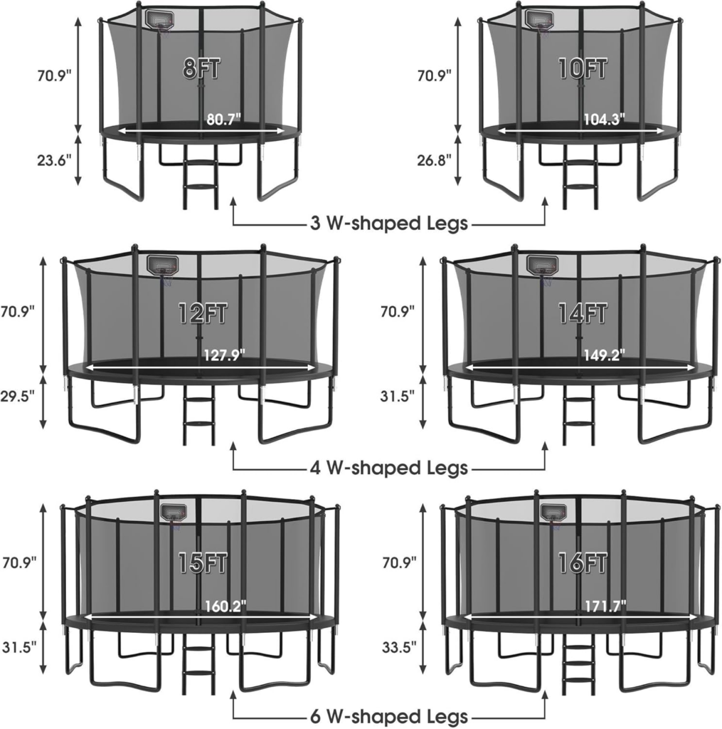 YORIN 16FT Outdoor Trampoline with Basketball Hoop & Enclosure