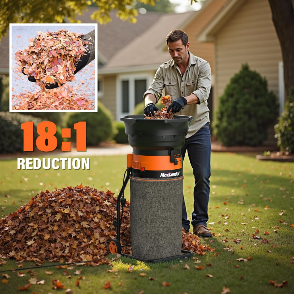 MAXLANDER Electric Leaf Mulcher Shredder 15 Amp