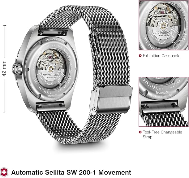 Victorinox Swiss Army Automatic Blue Dial Mesh Stainless Steel Watch