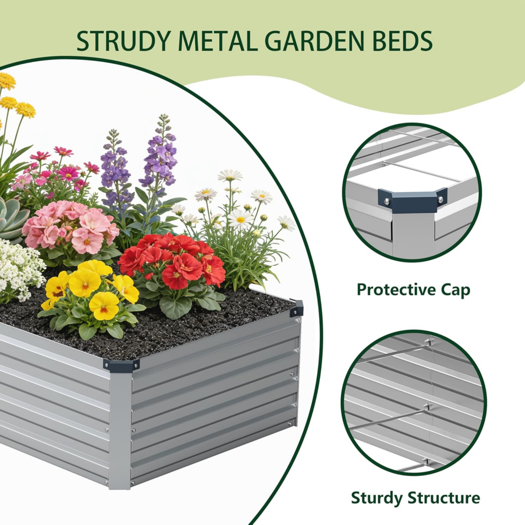 Zunatu 8x4x1 ft Galvanized Raised Garden Beds