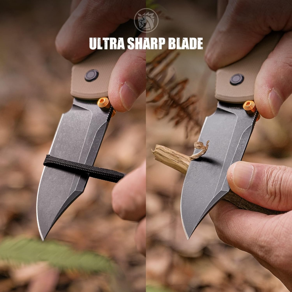 Vosteed Raccoon 2.0 Bowie EDC Pocket Knife Stonewash Blade