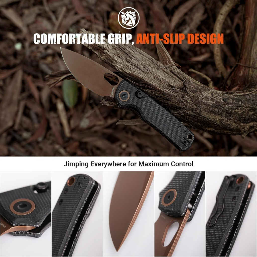 Vosteed Porcupine EDC Knife Steel Rose Gold Blade Top Liner Lock