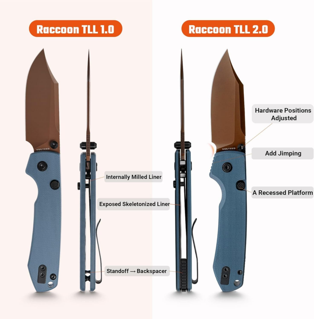 Vosteed Raccoon 2.0 Bowie EDC Pocket Knife Stonewash Blade