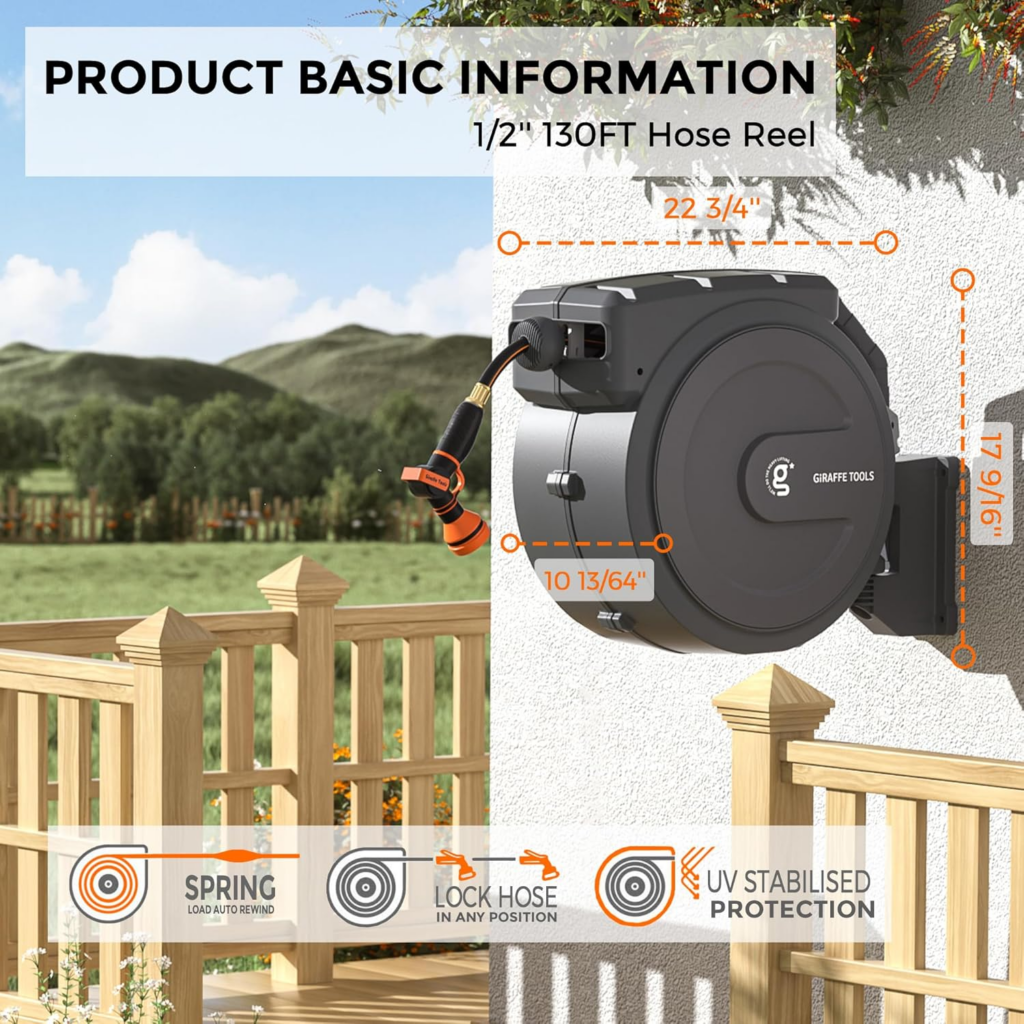 Giraffe Tools Retractable Garden Hose Reel