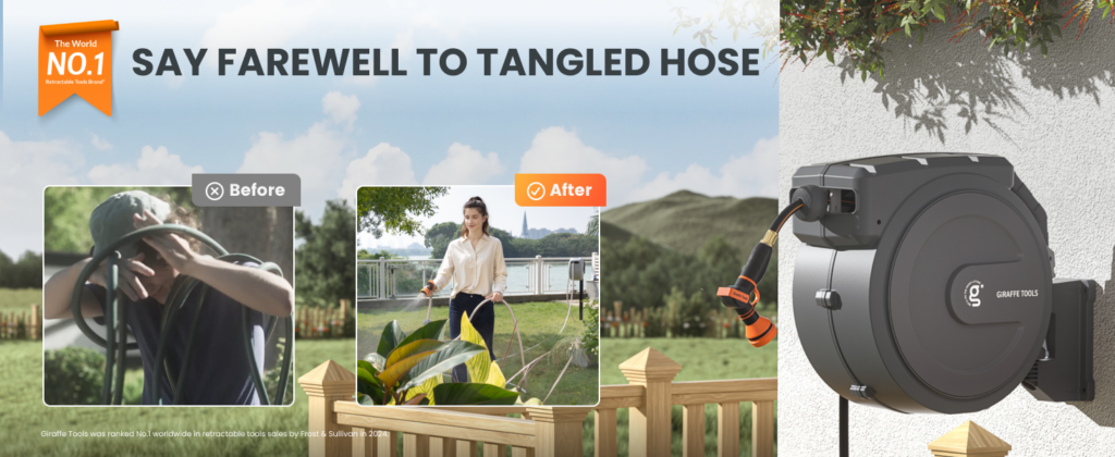 Giraffe Tools Retractable Garden Hose Reel