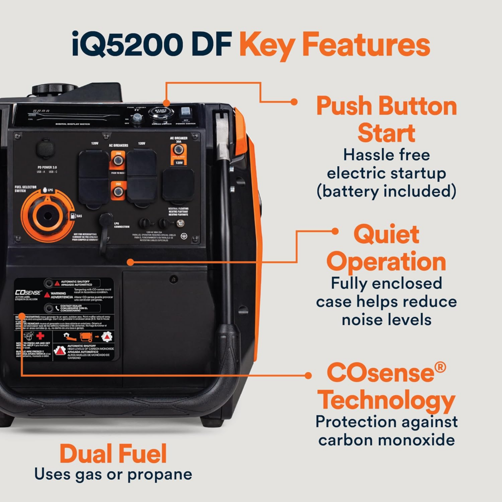 Generac 5,200-Watt Dual-Fuel Portable Inverter Generator