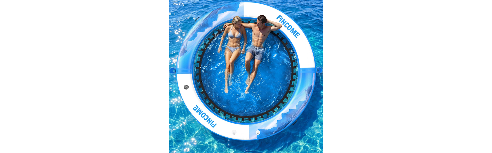 Fincome Floating Lounger Mat Pool Ocean Lake Ring