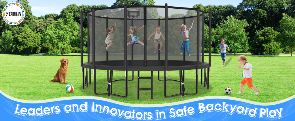 YORIN 16FT Outdoor Trampoline with Basketball Hoop & Enclosure