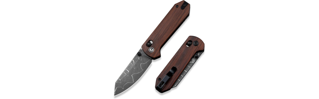 CIVIVI Yonder Folding Pocket Knife Damascus Blade Wood Handle