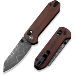 CIVIVI Yonder Folding Pocket Knife Damascus Blade Wood Handle