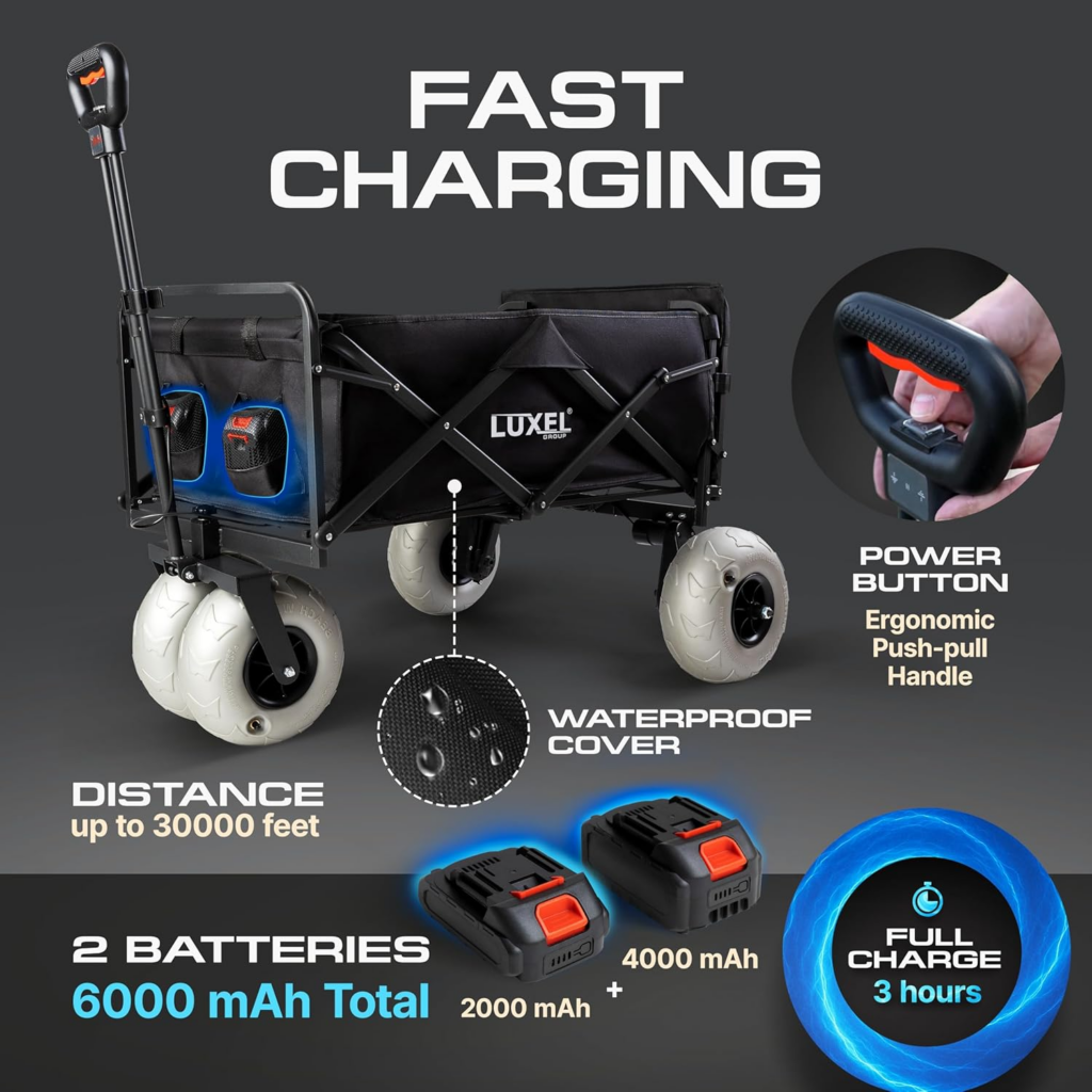 Luxel Group Electric Foldable Beach Cart Wagon